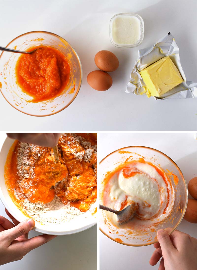 Ingredientes para hacer unas magdalenas de calabaza y queso